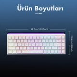 Desenli Kablolu Ergonomik Mekanik Oyuncu Klavyesi-Ambiyans Aydınlatmalı Ajazz Nacodex Nk-68 Kontur Desenli - Beyaz - 0-Bordo