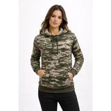 Desenli Kadın Sokak Stili Kamuflaj Kamuflaj 2 İplik 4 Mevsim Kapüşonlu Kanguru Cepli Hoodie Sweatshirt