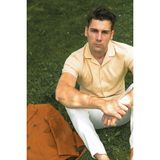 Desenli Kamel Rengi Slim Fit Apaç Yaka Kısa Kollu Erkek Gömlek - XL