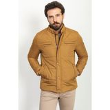 Desenli Kamel Rengi Slim Fit Hakim Yaka Kapitone Erkek Mont - 58