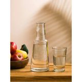Desenli Kapaklı Cam Sürahi 700 Ml, Şık ve Kullanışlı Tasarım, Modern Ev Dekoru Için Ideal - Ahşap - Bej - Siyah
