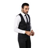 Desenli Kruvaze Lacivert Erkek Pantolon Yelek Set - Wessi
