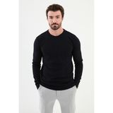 Desenli Lacivert Slim Fit Bisiklet Yaka Erkek Triko Kazak