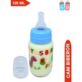 Desenli Mavi Cam Biberon, 125 Ml, Sağlıklı ve Şık Tasarım - Ahşap - Ceviz