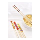 Desenli Organik Bambu Çin Çubuğu Chop Sticks 5 Çift Bambu Kahverengi