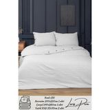 Desenli Pamuk Saten Çift Kişilik Nevresim Takımı Iplik Boyalı Duvetcover Set - Gri - 200 x 220 cm