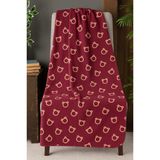 Desenli Polar Battaniye Çift Kişilik 195x215 cm Bordo