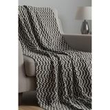 Desenli Polar Battaniye Çift Kişilik 195x215 cm Zigzag Kahve
