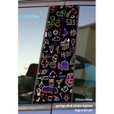 Desenli Şekilli Çizgiler - Yan Kapı Direk Kaplama Folyosu - 2 Adet Sol Sağ Sticker Set