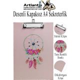 Desenli Sekreterlik Kapaksız A4 1 Adet Renkli A4 Kapaksız Sekreterlik Klipsli Metal Mekanizmalı 80 Yaprak Kapasiteli - Pembe