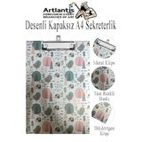 Desenli Sekreterlik Kapaksız A4 1 Adet Renkli A4 Kapaksız Sekreterlik Klipsli Metal Mekanizmalı 80 Yaprak Kapasiteli