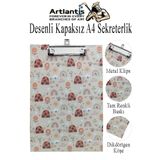 Desenli Sekreterlik Kapaksız A4 1 Adet Renkli Desenli A4 Kapaksız Sekreterlik Klipsli Metal Mekanizmalı 80 Yaprak Kapasiteli