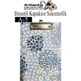 Desenli Sekreterlik Kapaksız A5 1 Adet Renkli Desenli A5 Sekreterlik Klipsli Metal Mekanizmalı 80 Yaprak Kapasiteli - Lila
