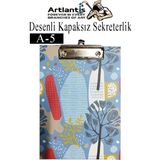 Desenli Sekreterlik Kapaksız A5 1 Adet Renkli Desenli A5 Sekreterlik Klipsli Metal Mekanizmalı 80 Yaprak Kapasiteli - Turuncu