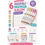 Desenli Silindir Mühür Kalem 6 Desenli Şekilli Şekil Çizen Kalem, Hediyelik Tatlış Kalemler