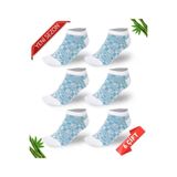 Desenli Sim Detaylı Kadın Bambu Patik Çorap 6lı Set