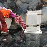 Desenli Siyah Beyaz ve Gold Detaylı Nakışlı Dekoratif Mutfak ve Banyo Havlusu 2 Adet - Çok Renkli - 30 x 50 cm