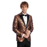 Desenli Slim Fit Kahverengi Erkek Smokin Ceket - Wessi