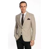 Desenli Slim Fit Krem Erkek Ceket - Wessi