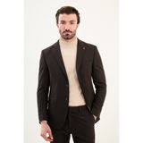 Desenli Slim Fit Mono Yaka Yün Erkek Takım Elbise - Kahverengi - 6 Drop - 52