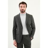 Desenli Slim Fit Mono Yaka Yün Erkek Takım Elbise - Siyah - 6 Drop - 56