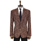 Desenli Slim Fit Spor Kahverengi Erkek Ceket - Wessi