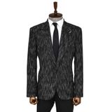 Desenli Slim Fit Spor Siyah Erkek Ceket - Wessi