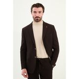 Desenli Slim Fit Torba Cep Beli Lastikli Ipli Erkek Takım Elbise - Kahverengi - 6 Drop - 54