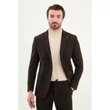 Desenli Slim Fit Torba Cep Mono Yaka Erkek Takım Elbise - 46 - Kahverengi - 6 Drop