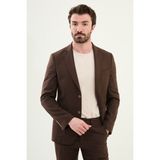 Desenli Slim Fit Torba Cep Mono Yaka Erkek Takım Elbise - 50 - Kahverengi - 6 Drop