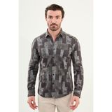 Desenli Slim Fit Uzun Kollu Oduncu Yün Erkek Gömlek - 2XL - Kahverengi