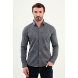 Desenli Slim Fit Uzun Kollu Oduncu Yün Erkek Gömlek - Antrasit