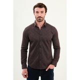 Desenli Slim Fit Uzun Kollu Oduncu Yün Erkek Gömlek - Kiremit
