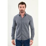 Desenli Slim Fit Uzun Kollu Oduncu Yün Erkek Gömlek - XL - Gri