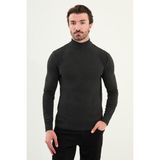 Desenli Slim Fit Yarım Balıkçı Yaka Erkek Triko Kazak - Antrasit - 2XL