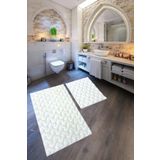 Desenli Tavşan Tüyü Yumuşak 2’li Banyo Paspası – Kaymaz Tabanlı Klozet Takımı Krem