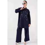 Desenli Tunik Pantolon İkili Takım 6720 - Lacivert