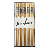 Desenli Yıkanabilir Kore Japon Çin Bambu Chopsticks Yemek Çubuğu - 24 Cm. - 5 Çiftlik 1 Paket