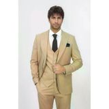 Desensiz Slim Fit Kum Rengi Erkek Takım Elbise - Wessi