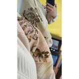 Deseo Boutique Kadın Kol ve Sırt Kısmı Işlemeli Standart Beden Özel Şık Kimono Ceket - Krem Rengi