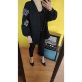 Deseo Boutique Kadın Kol ve Sırt Kısmı Işlemeli Standart Beden Özel Şık Kimono Ceket - Siyah