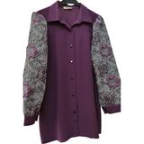 DESEO BOUTIQUE Kadın Kolları Şık ve Farklı Düşünülmüş Tasarım Orta Uzunlukta Tunik Gömlek - S - M - Mor
