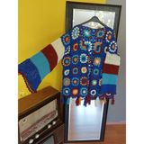 Deseo Boutıque Kadın Mavi Renk El Emeği Göz Nuru Etnik (38-42 Beden) El Örgüsü-Hand-Knıtted-Handmade Püsküllü Ceket - Standart