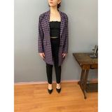 DESEO BOUTIQUE Kadın Mor Renk Kareli Desen Şık Blazer Ceket - M - L - Mor - Siyah