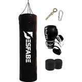 Desfabe Boxing Star 120X32 Cm Zincirli Boks Kum Torbası Siyah Askı Aparatı Boks Eldiveni El Sargı Bandajı