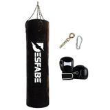 Desfabe Boxing Star 120x32 Cm Zincirli Boks Kum Torbası Siyah+Askı Aparatı+Boks Eldiveni