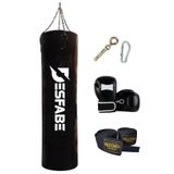 Desfabe Boxing Star 120x32 Cm Zincirli Boks Kum Torbası Siyah+Askı Aparatı+Boks Eldiveni+El Bandajı
