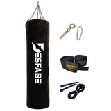 Desfabe Boxing Star 120x32 Cm Zincirli Boks Kum Torbası Siyah+Askı Aparatı+El Bandajı+Atlama İpi