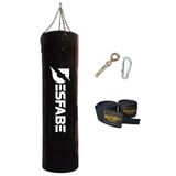 Desfabe Boxing Star 120x32 Cm Zincirli Boks Kum Torbası Siyah+Askı Aparatı+El Sargı Bandajı