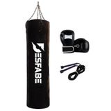 Desfabe Boxing Star 120x32 Cm Zincirli Boks Kum Torbası Siyah+Boks Eldiveni+Atlama İpi